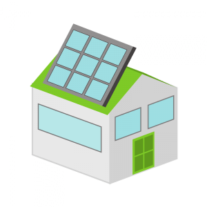 desenho de casa com painel solar no telhado